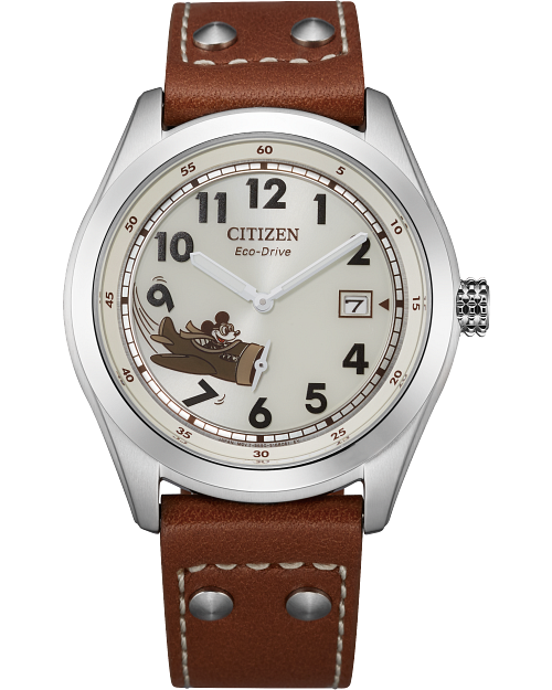 Mickey Aviator Ivory Dial Leather Strap BV1088 08W CITIZEN
